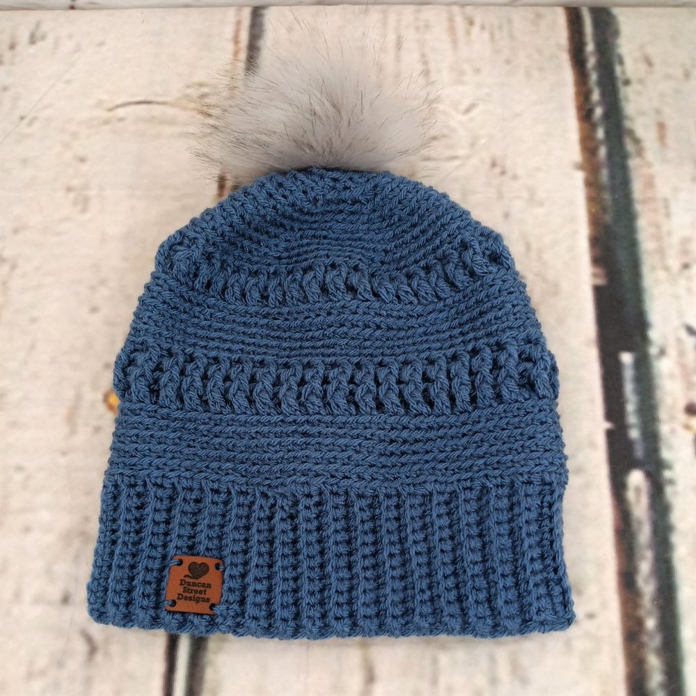 Duncan Street Designs Adelaide Hand Crocheted Slouchy Hat with Pom Pom - Picture 7 of 7